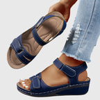 Crystal™ blue orthopedic sandals with hook-and-loop straps and open toe