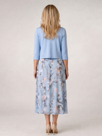 Celeste | Floral Print Sleeveless Cropped Jacket Midi Dress
