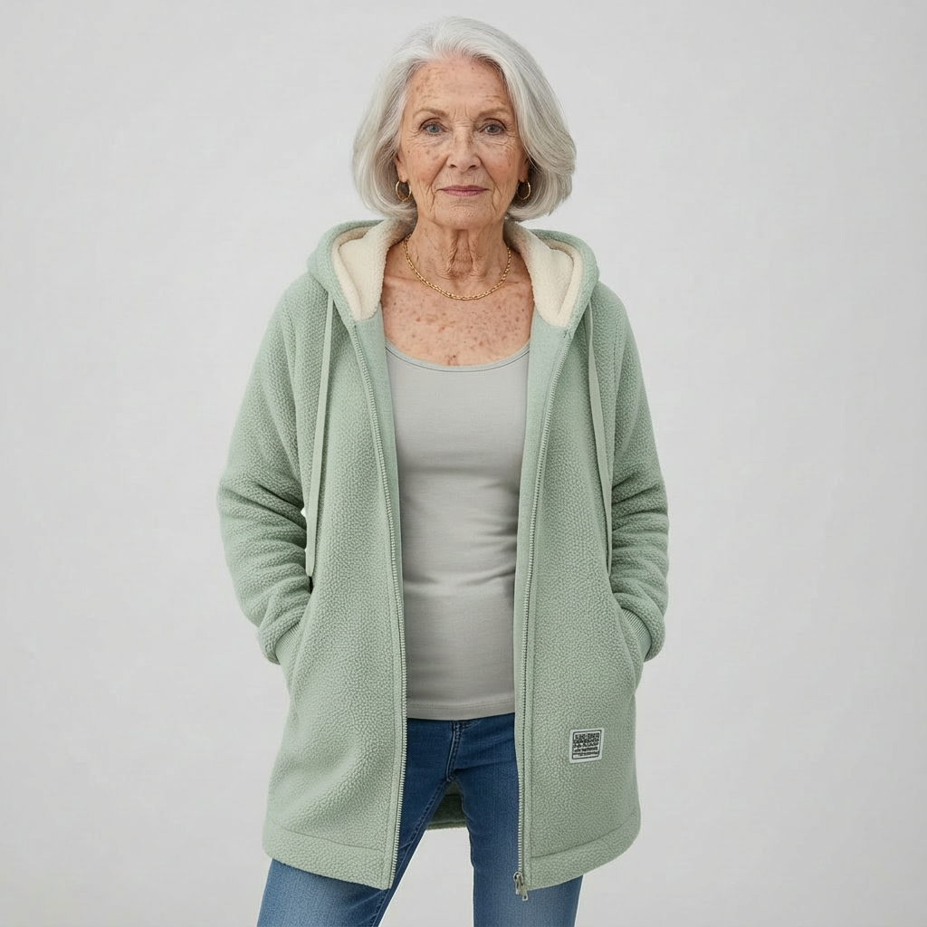 Mint hooded fleece jacket, full-zip front with drawstring and side pockets