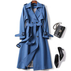 Berkley Lane Trench ™ coat in blue with belted waist and double-breasted buttons