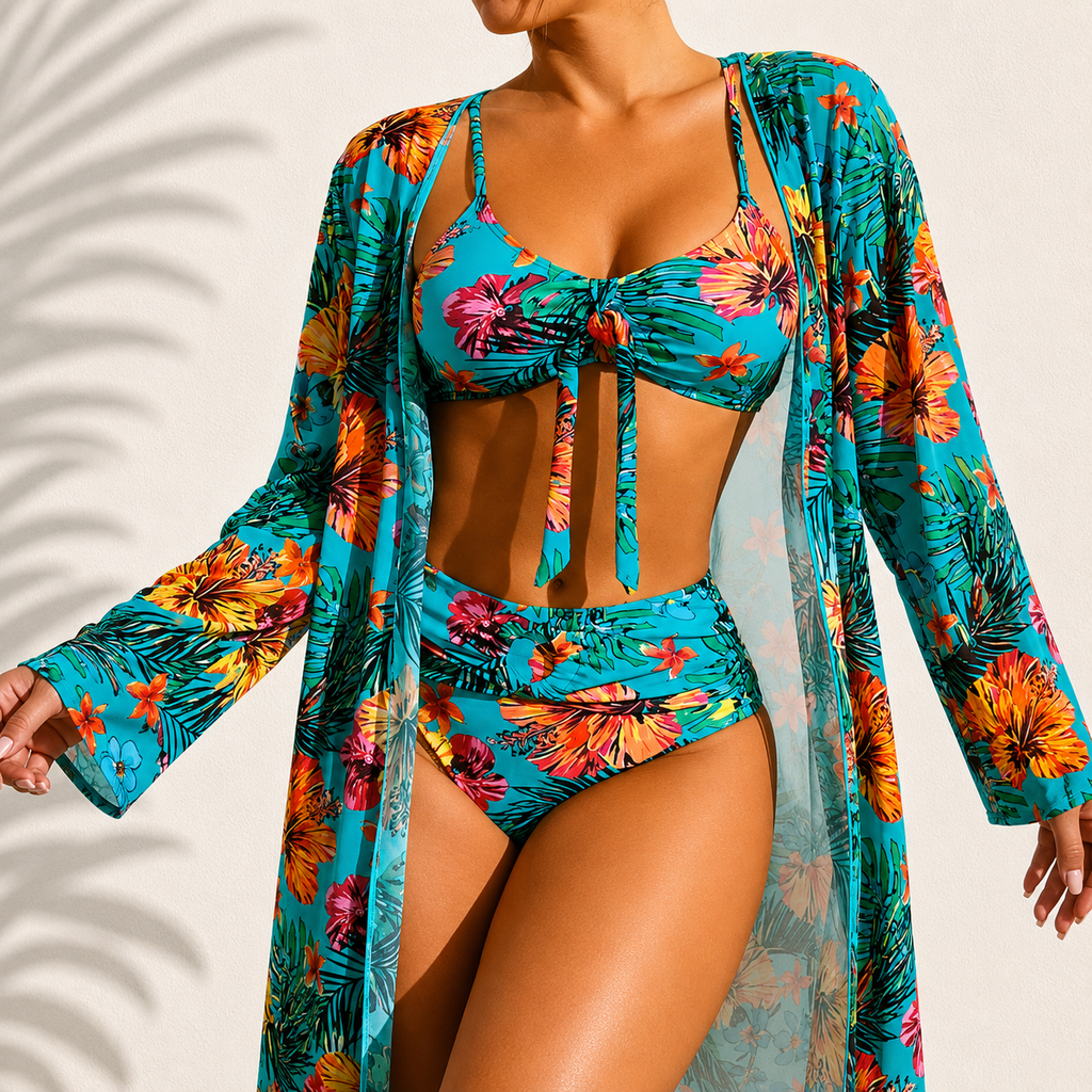 Maria | Elegant Tropical  3-Piece Bikini