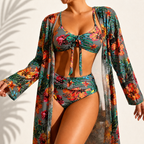 Maria | Elegant Tropical  3-Piece Bikini