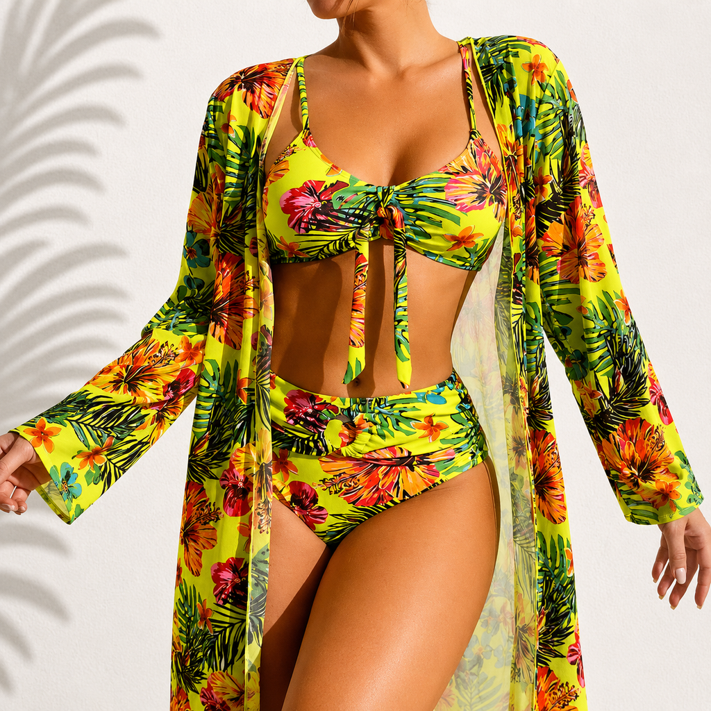 Maria | Elegant Tropical  3-Piece Bikini
