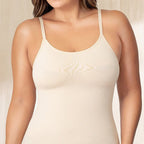 Seamless white cami with thin straps and scoop neckline