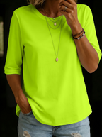Yellow-green comfort-coverage tee with three-quarter sleeves