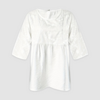 White loose-fit shirt with allover floral pattern and long sleeves