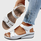 Crystal™ white orthopedic sandals with hook-and-loop straps and open toe